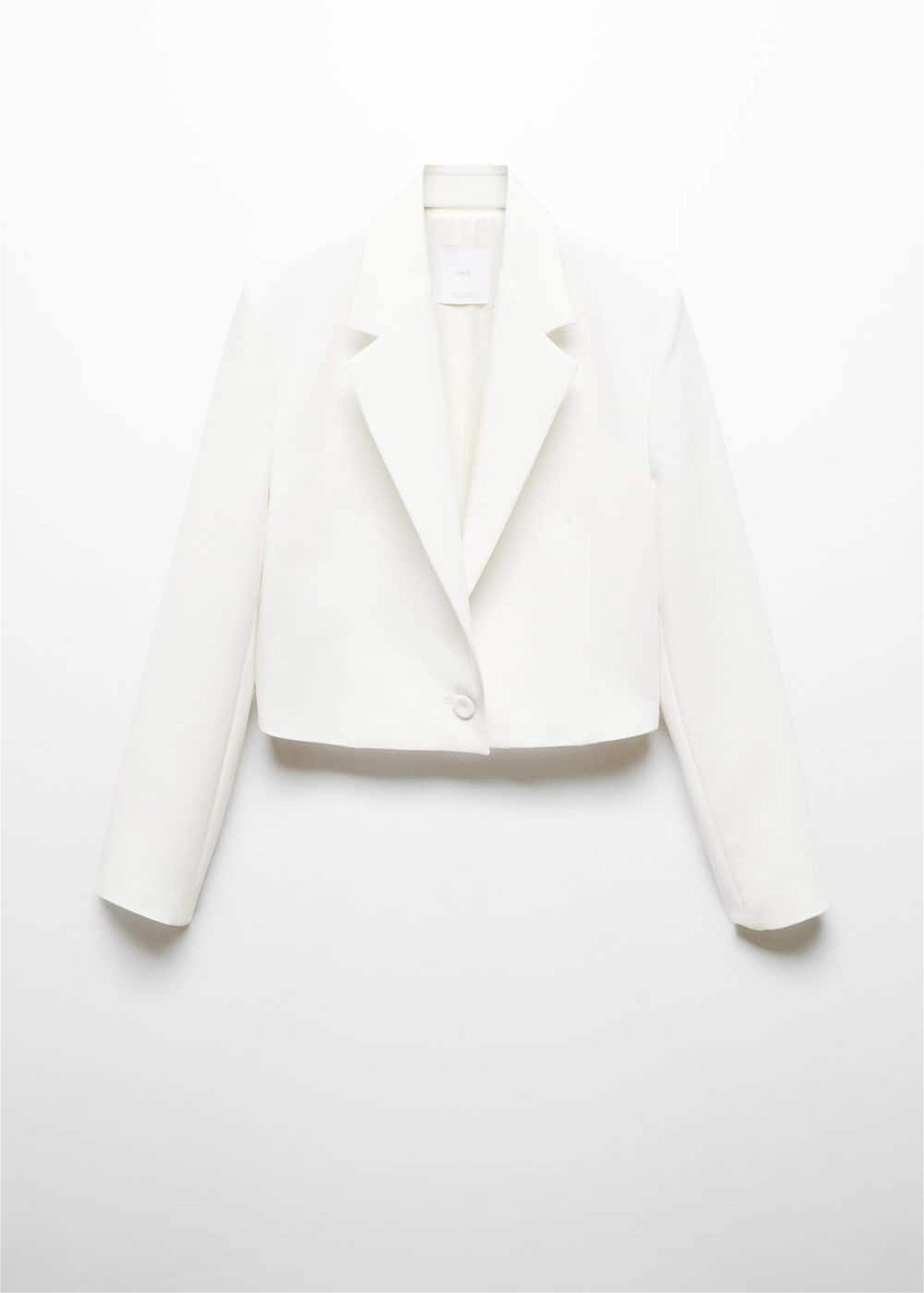 Mango Kadın Düğmeli Kısa Blazer Ceket Beyaz