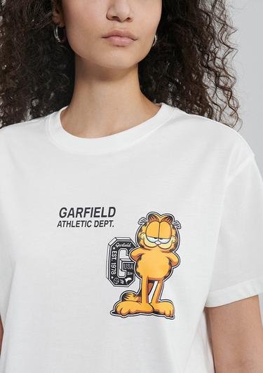 Mavi Garfield Baskılı Beyaz Tişört  1612268-70057