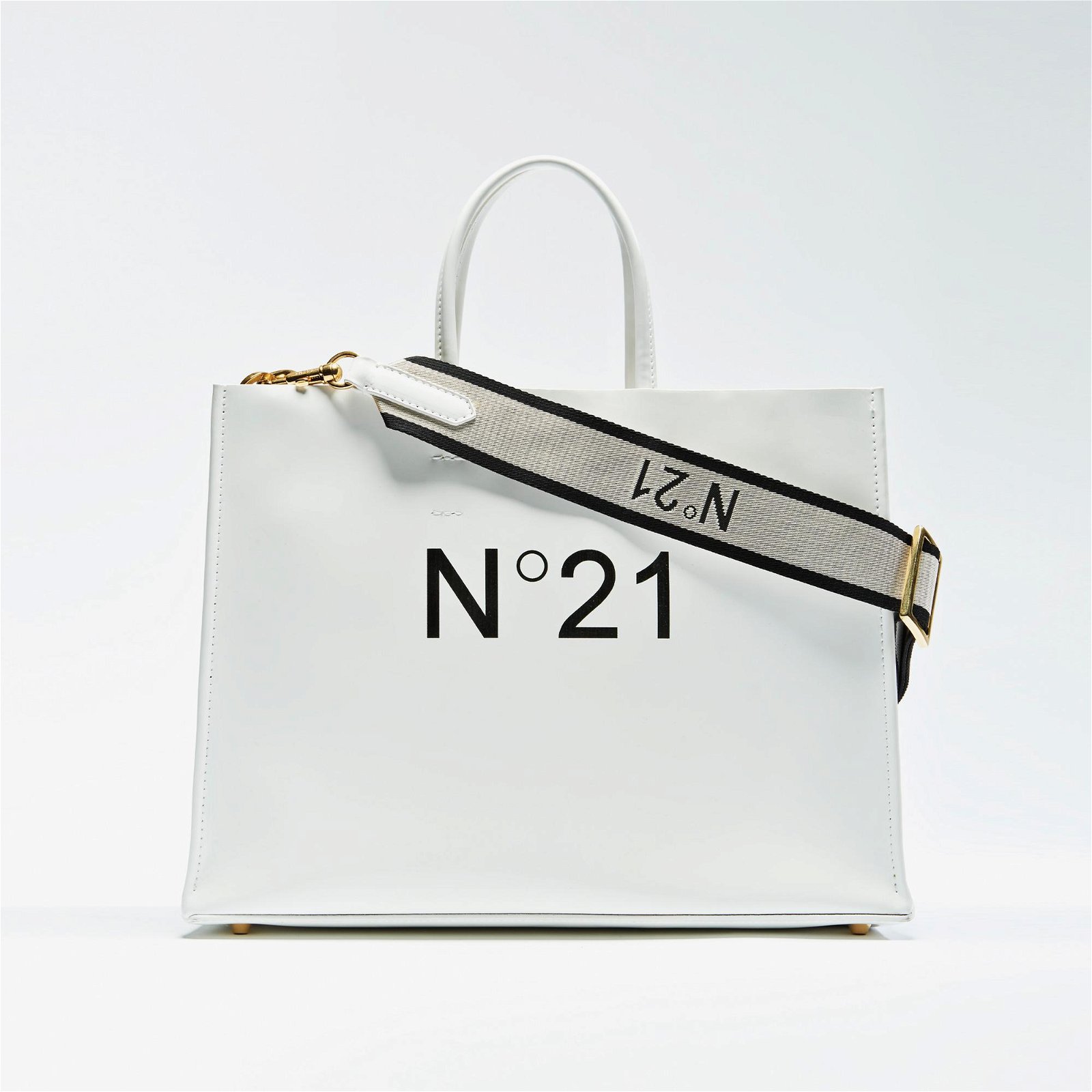 No. 21 Horizontal Shopper Kadın Beyaz El Çantası