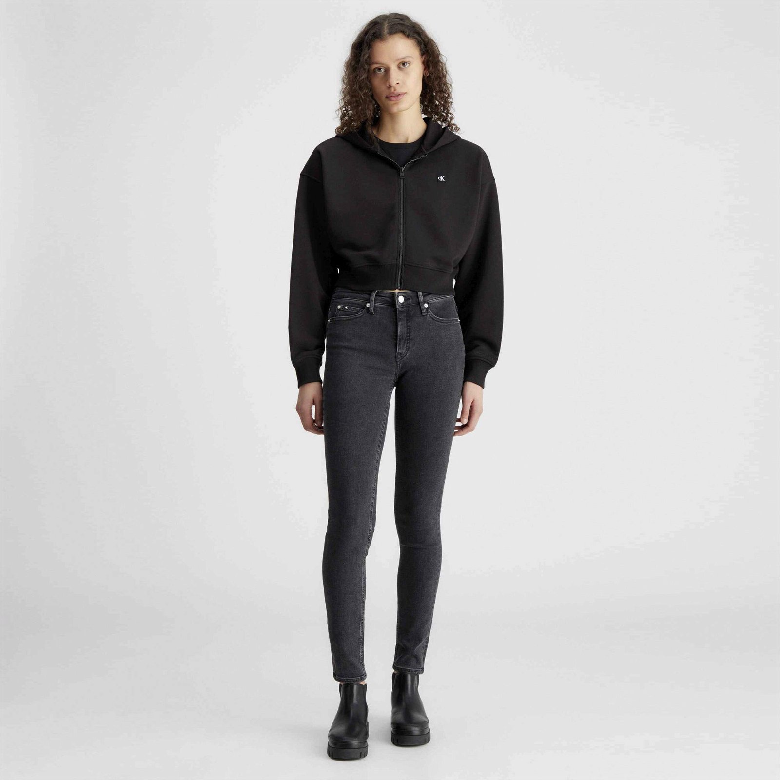 Calvin Klein Jeans Embro Badge Kadın Siyah Eşofman Üstü