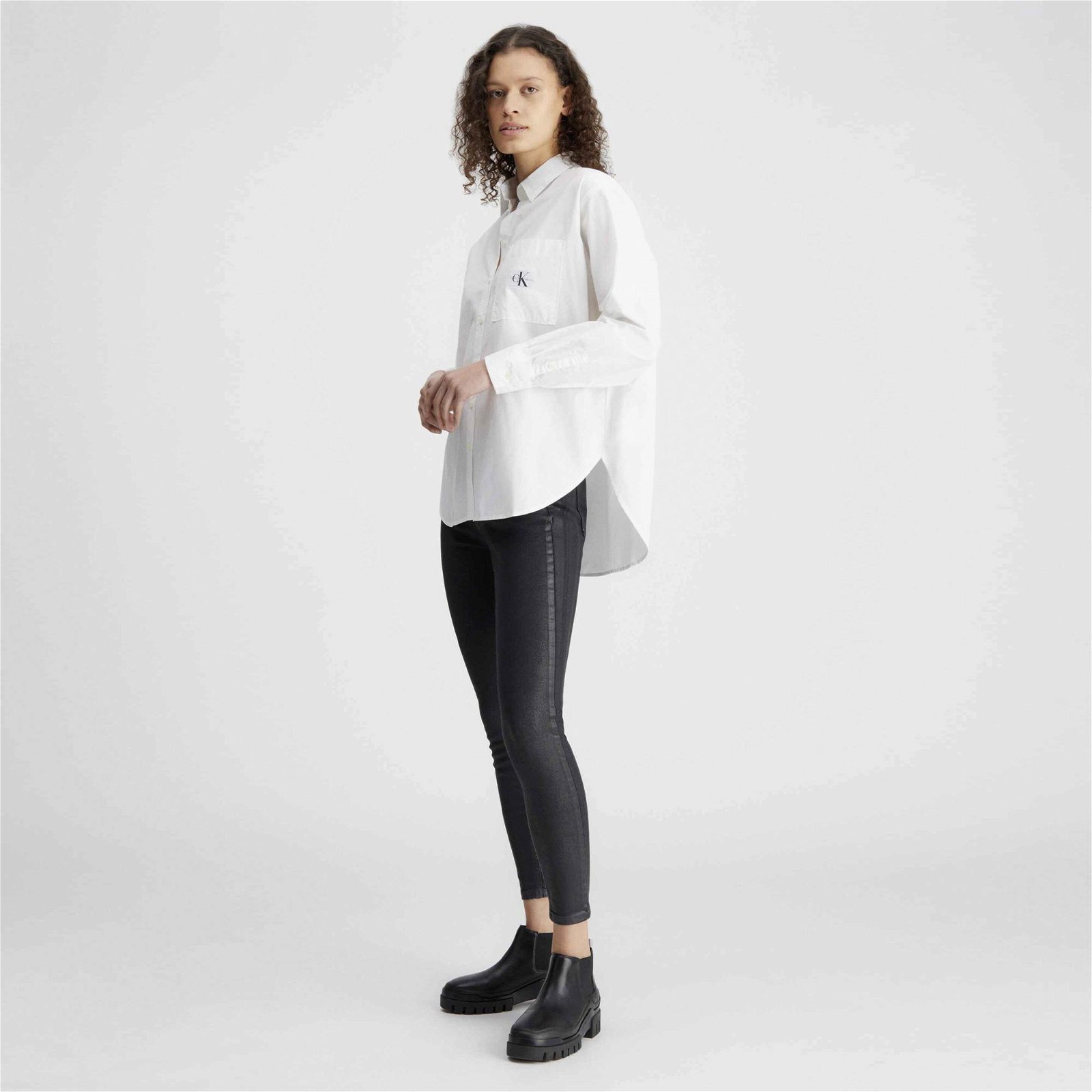 Calvin Klein Jeans Woven Label Kadın Beyaz Gömlek
