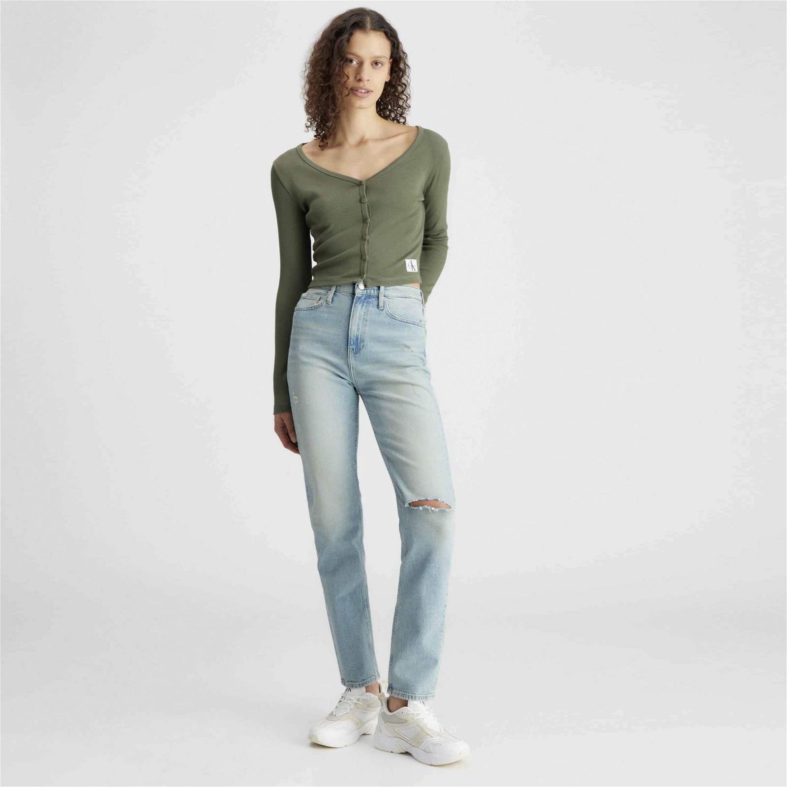 Calvin Klein Jeans Woven Label Kadın Yeşil Bluz