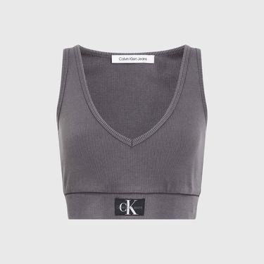  Calvin Klein Jeans Woven Label Kadın Gri Bluz