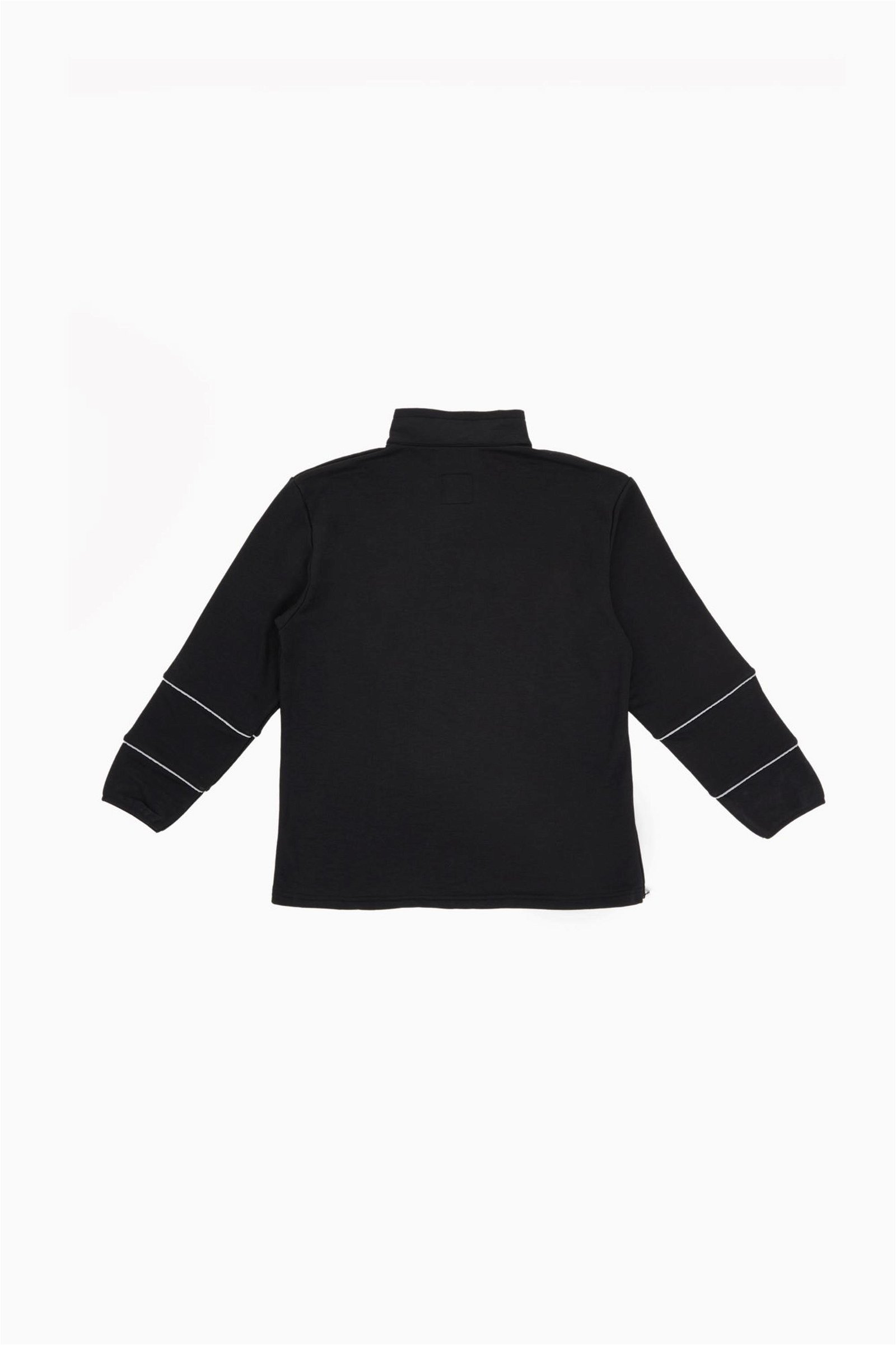 For Fun Reflektör Detaylı Unisex Siyah Sweatshirt