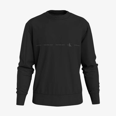  Calvin Klein Jeans Logo Repeat Erkek Siyah Sweatshirt