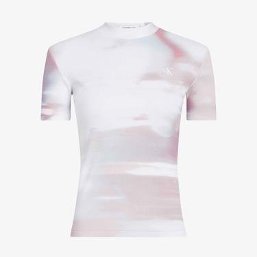  Calvin Klein Jeans Diffused / Meta Glow Kadın Beyaz T-Shirt