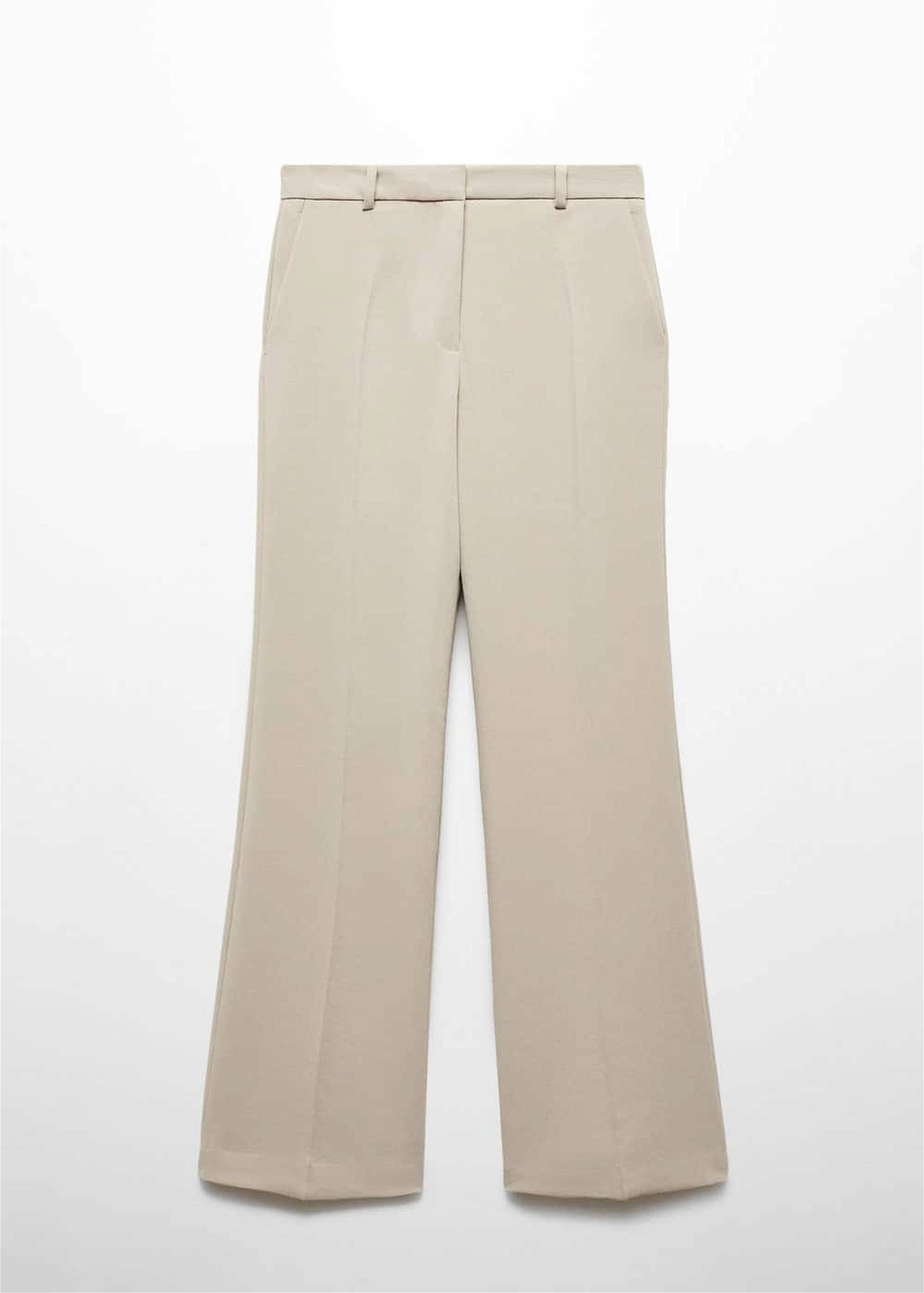 Mango Kadın Yüksek Belli Wideleg Pantolon Açık/Pastel Gri