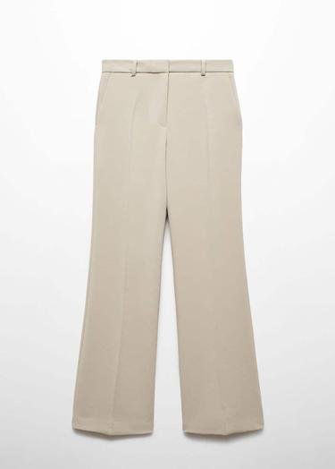  Mango Kadın Yüksek Belli Wideleg Pantolon Açık/Pastel Gri