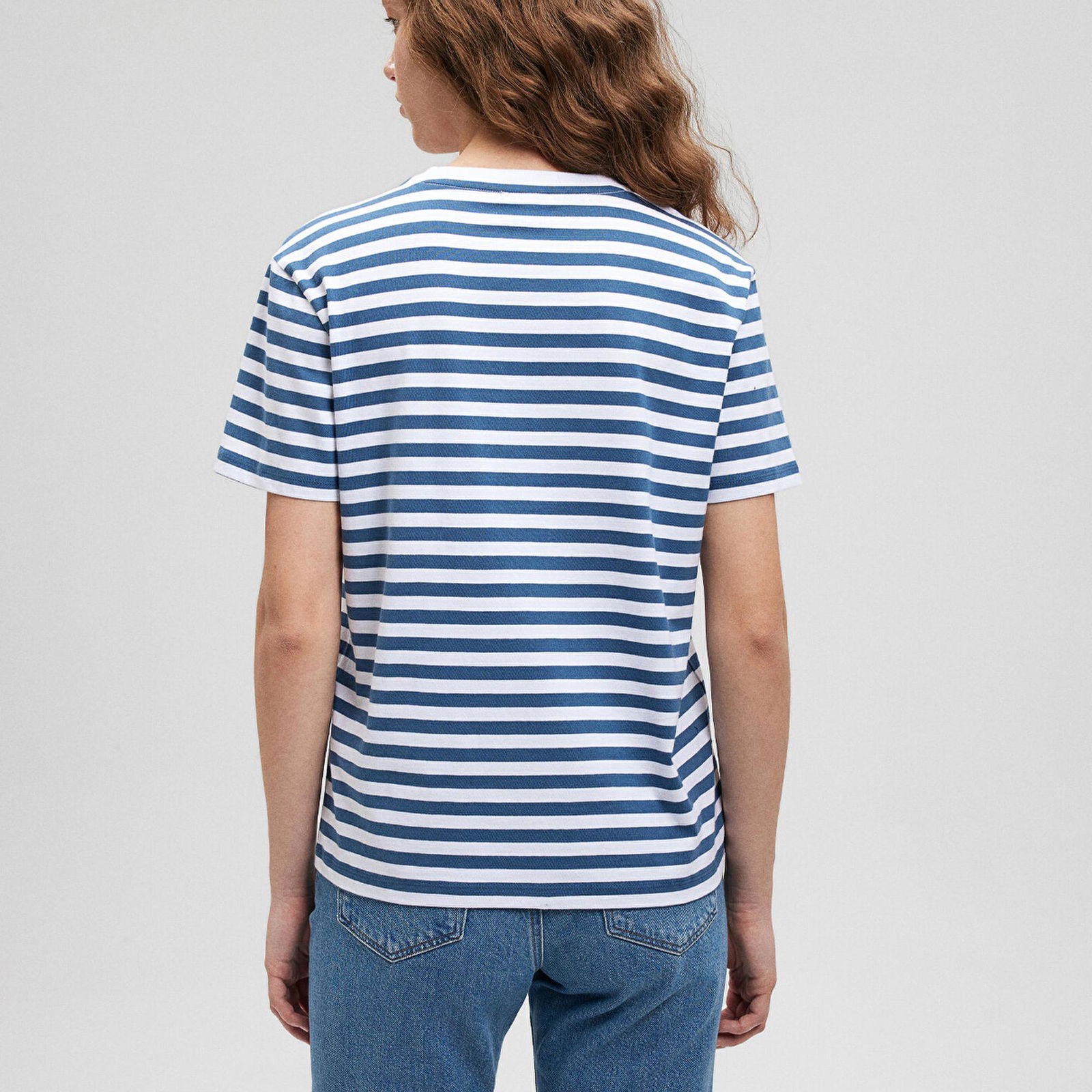 Mavi NYC Baskılı Mavi Çizgili Tişört Regular Fit / Normal Kesim 1612176-70760
