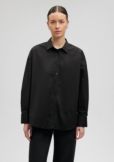  Mavi Siyah Gömlek Oversize / Geniş Kesim 1210605-900