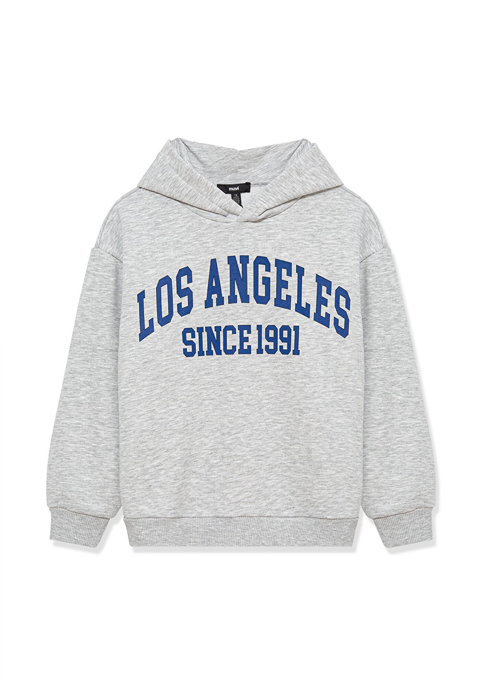 Mavi Los Angeles Baskılı Fermuarlı Gri Sweatshirt 6S10040-85438