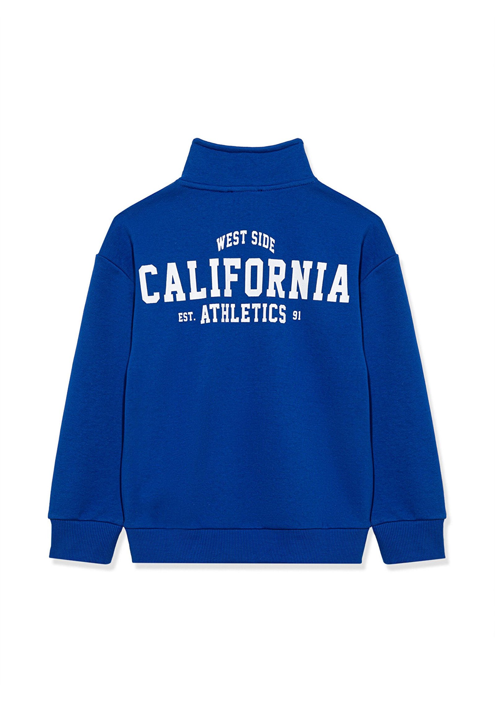 Mavi California Baskılı Yarı Fermuarlı Sweatshirt 6S10039-70896