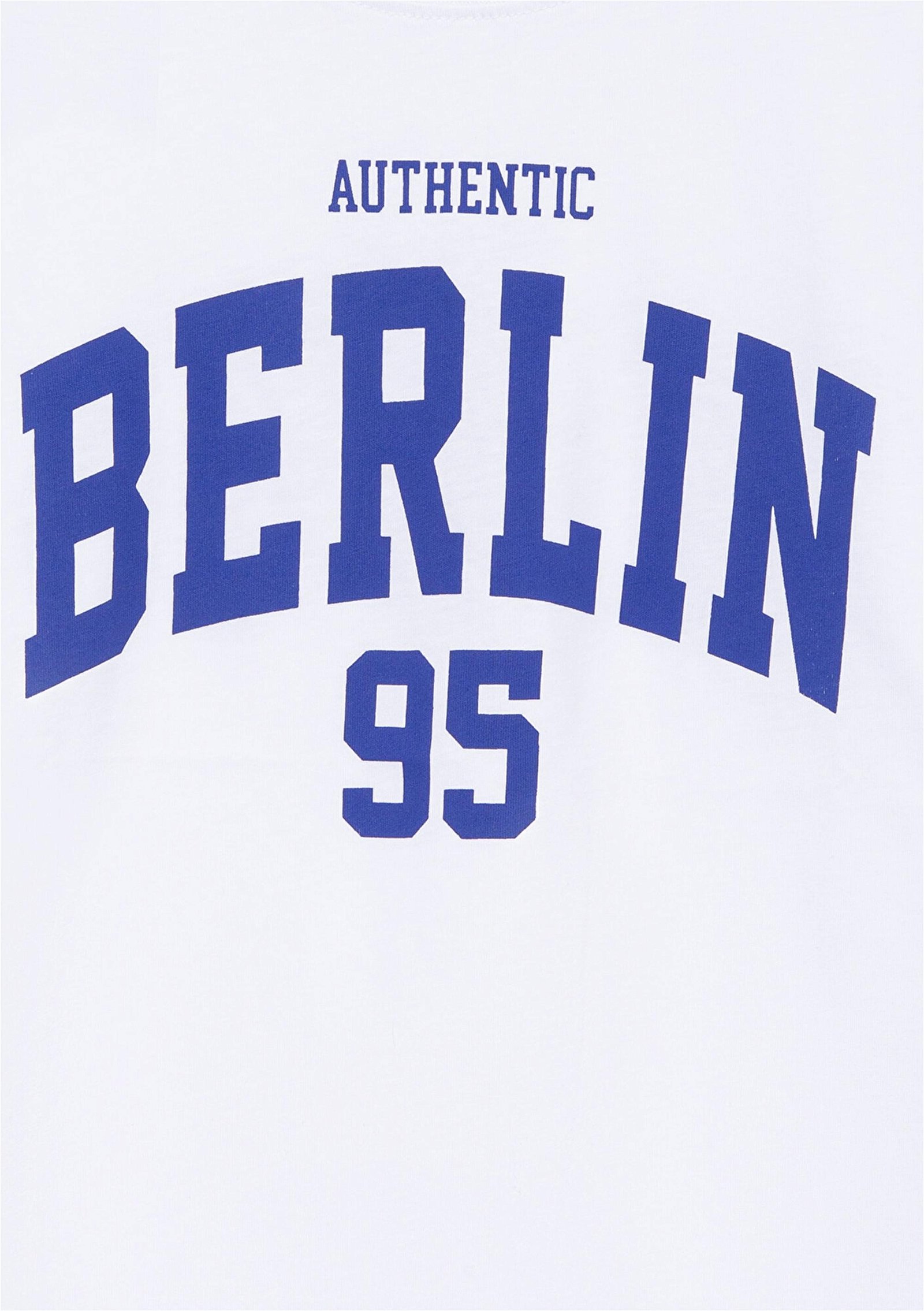 Mavi Berlin Baskılı Beyaz Tişört Loose Fit / Bol Rahat Kesim 6610180-620