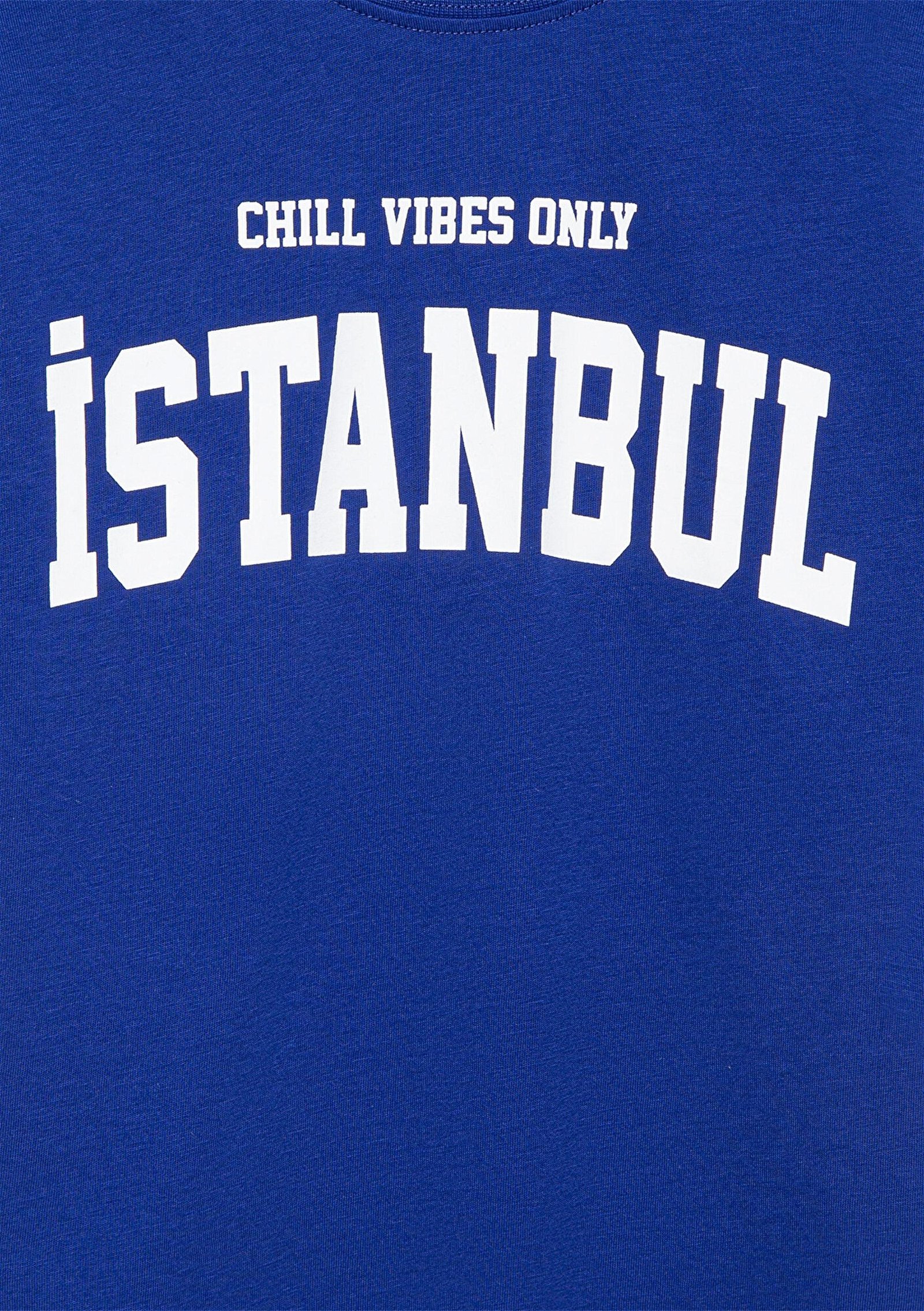 Mavi Istanbul Baskılı Lacivert Tişört Loose Fit / Bol Rahat Kesim 6610181-70896