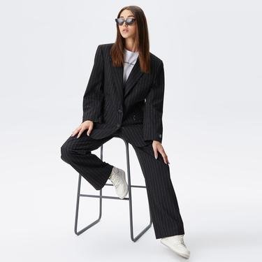  Tommy Hilfiger Oversized Prep Pinstripe Blazer Kadın Siyah Ceket