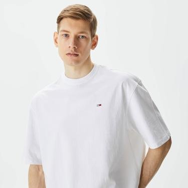  Tommy Jeans Solid Erkek Beyaz T-Shirt