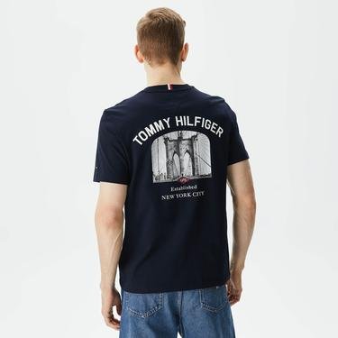  Tommy Hilfiger Photoprint Bridge Erkek Lacivert T-Shirt