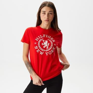  Tommy Hilfiger Reg Kadın Kırmızı T-Shirt