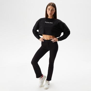  Tommy Jeans Relaxential Logo 1+ Crew Kadın Siyah Sweatshirt
