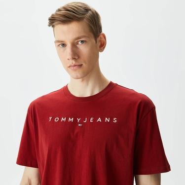  Tommy Jeans Reg Linear Logo Erkek Kırmızı T-Shirt