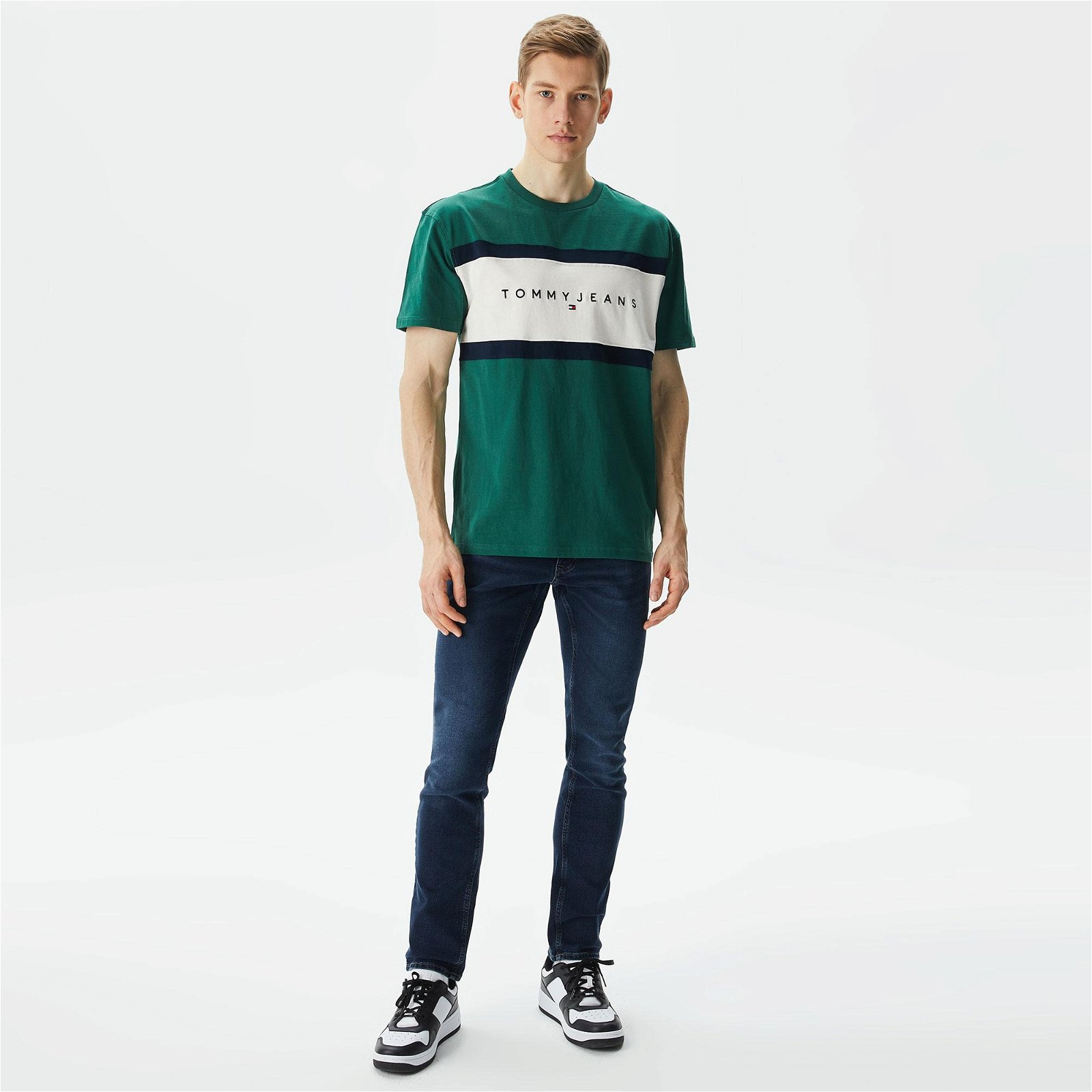 Tommy Jeans Reg Cut & Sew Erkek Yeşil T-Shirt