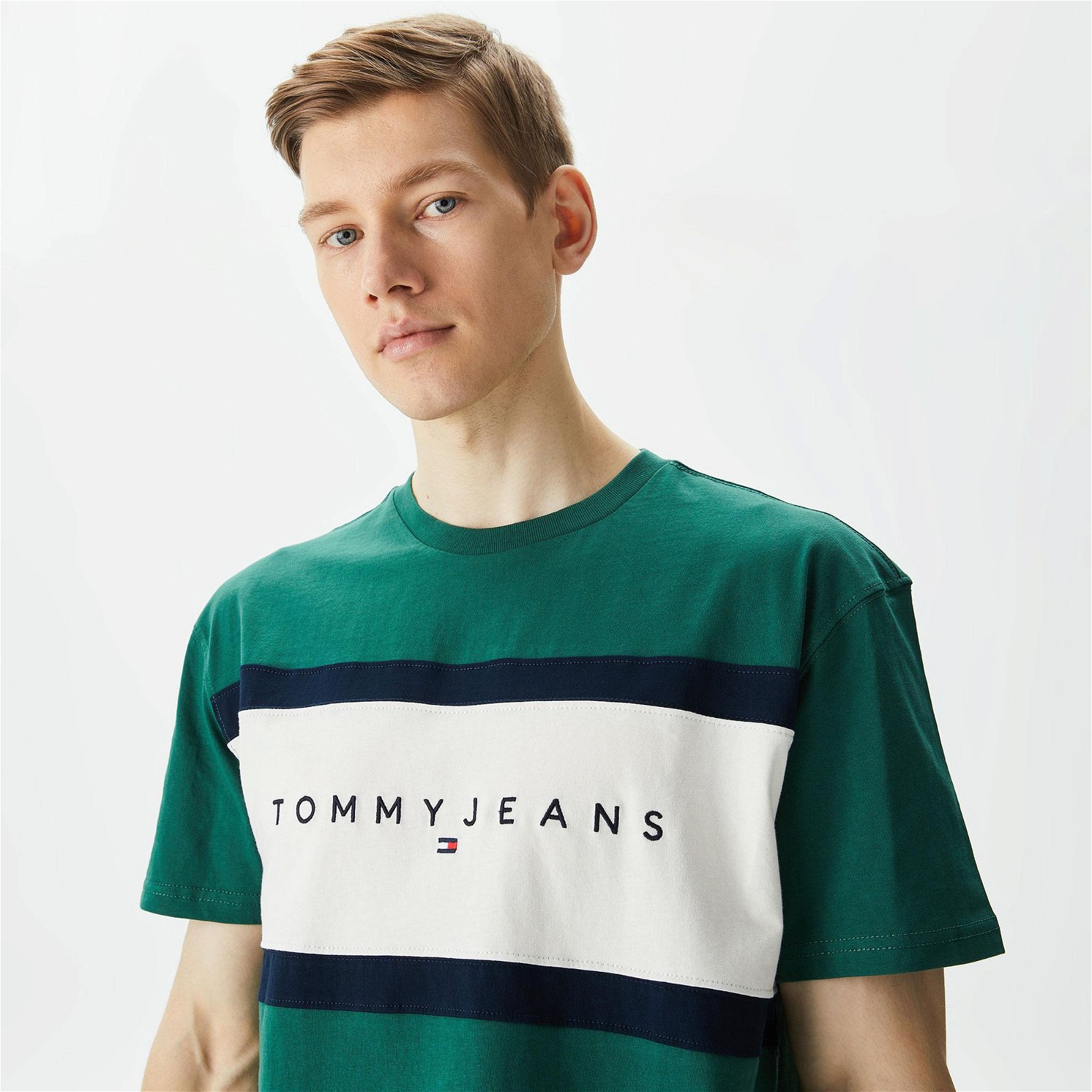 Tommy Jeans Reg Cut & Sew Erkek Yeşil T-Shirt