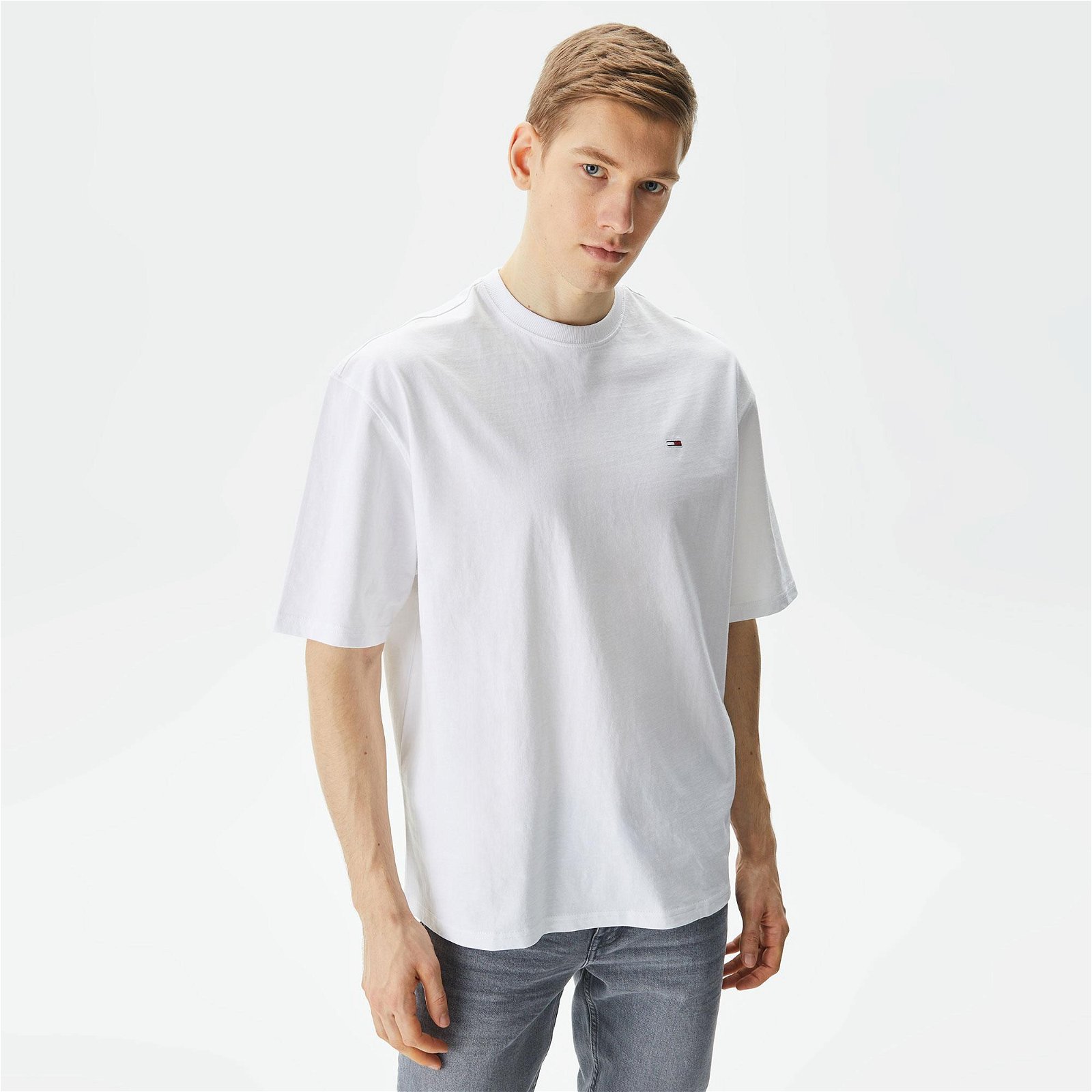 Tommy Jeans Solid Erkek Beyaz T-Shirt
