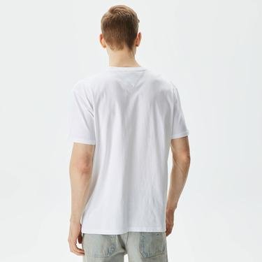  Tommy Jeans Reg Linear Logo Erkek Beyaz T-Shirt