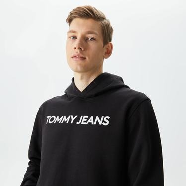  Tommy Jeans Reg Bold Classics Hoodie Erkek Siyah Sweatshirt