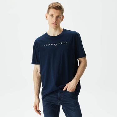  Tommy Jeans Reg Linear Logo Erkek Lacivert T-Shirt