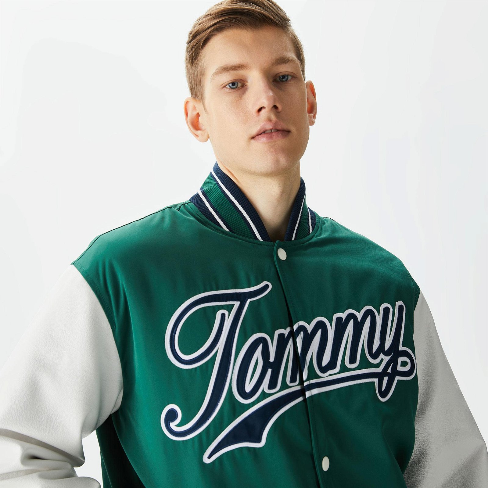 Tommy Jeans Letterman Erkek Yeşil Ceket