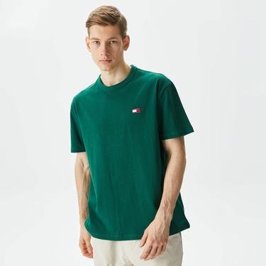  Tommy Jeans Reg Badge Erkek Yeşil T-Shirt