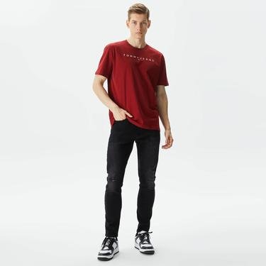  Tommy Jeans Reg Linear Logo Erkek Kırmızı T-Shirt