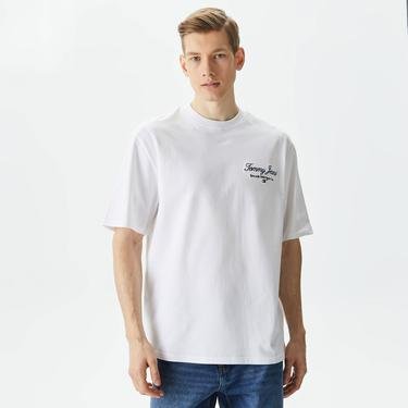  Tommy Jeans Serif Luxe Erkek Beyaz T-Shirt