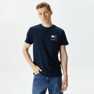  Tommy Jeans Slimential Flag Erkek Mavi T-Shirt