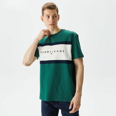  Tommy Jeans Reg Cut & Sew Erkek Yeşil T-Shirt