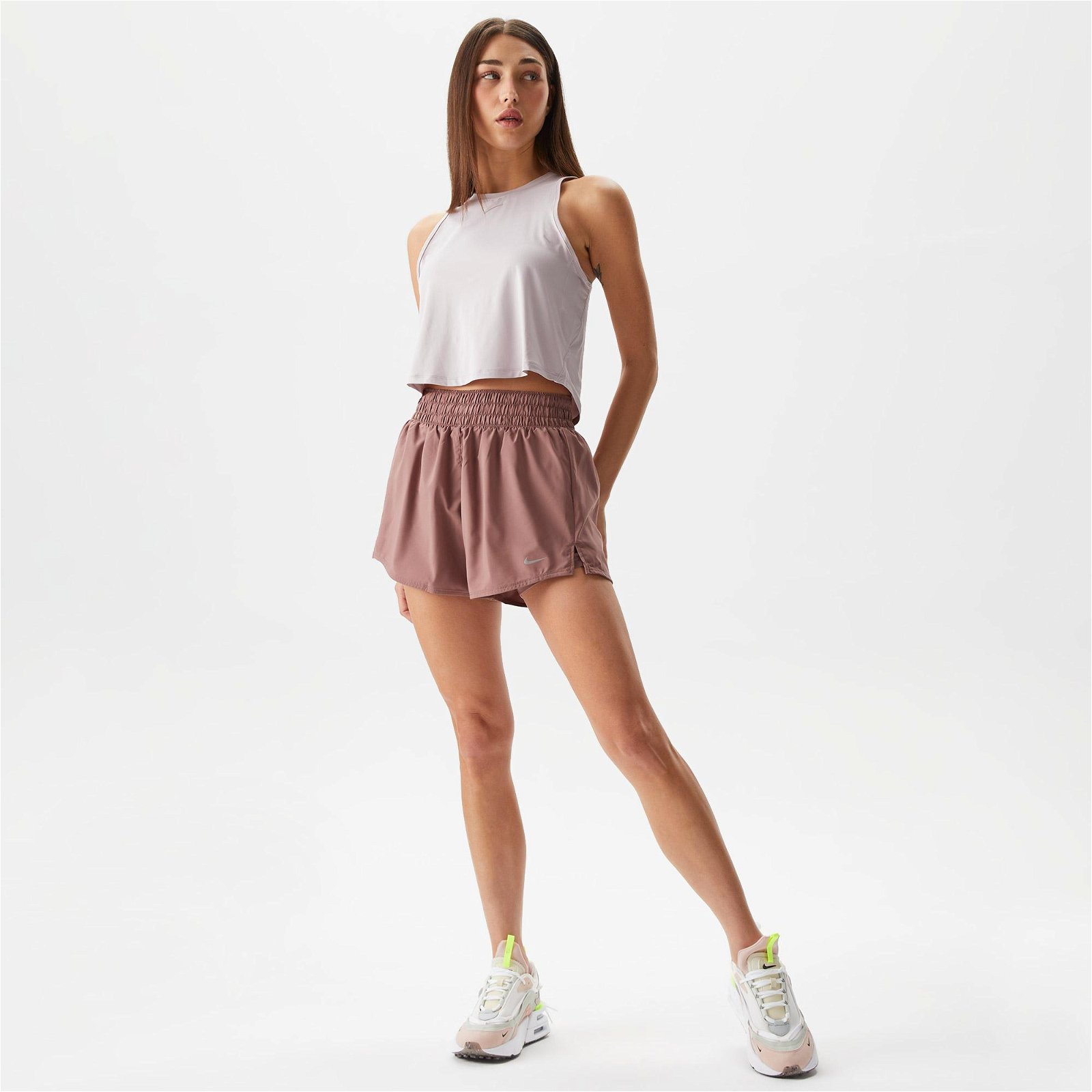 Nike One Classic Dri-Fit Crop Kadın Lila Kolsuz T-Shirt