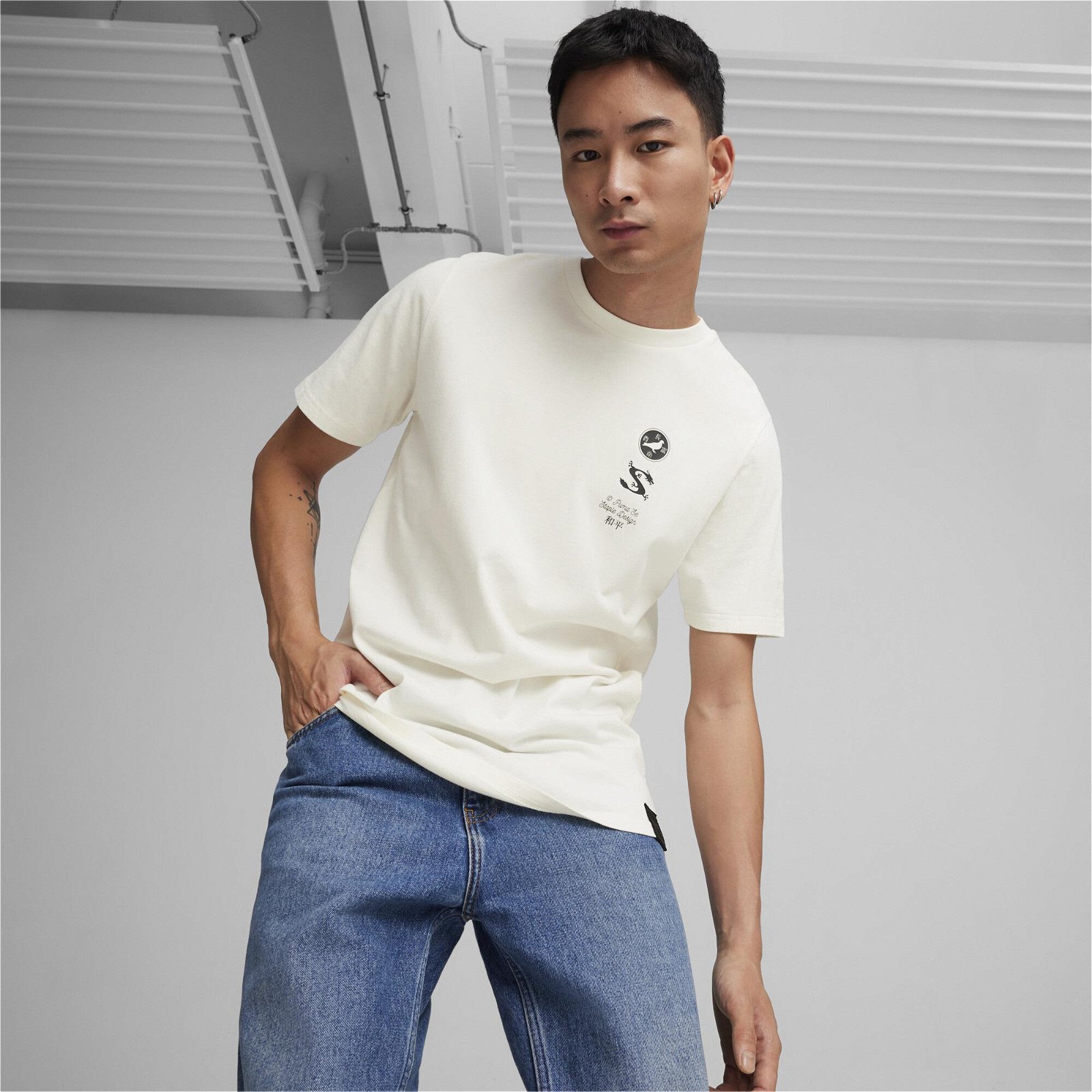 Puma X Staple Graphic Erkek Beyaz T-Shirt