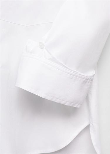  Mango Kadın Düğmeli Pamuklu Bluz Kırık Beyaz