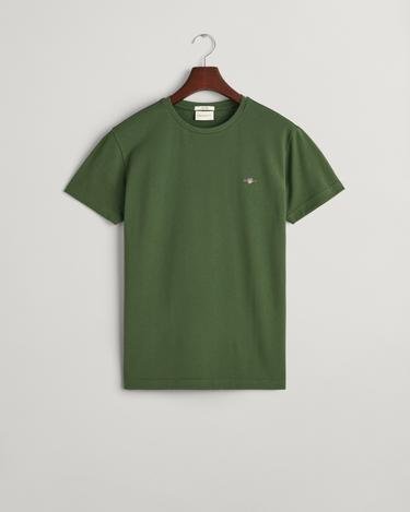  GANT Erkek Yeşil Slim Fit Bisiklet Yaka Logolu T-shirt