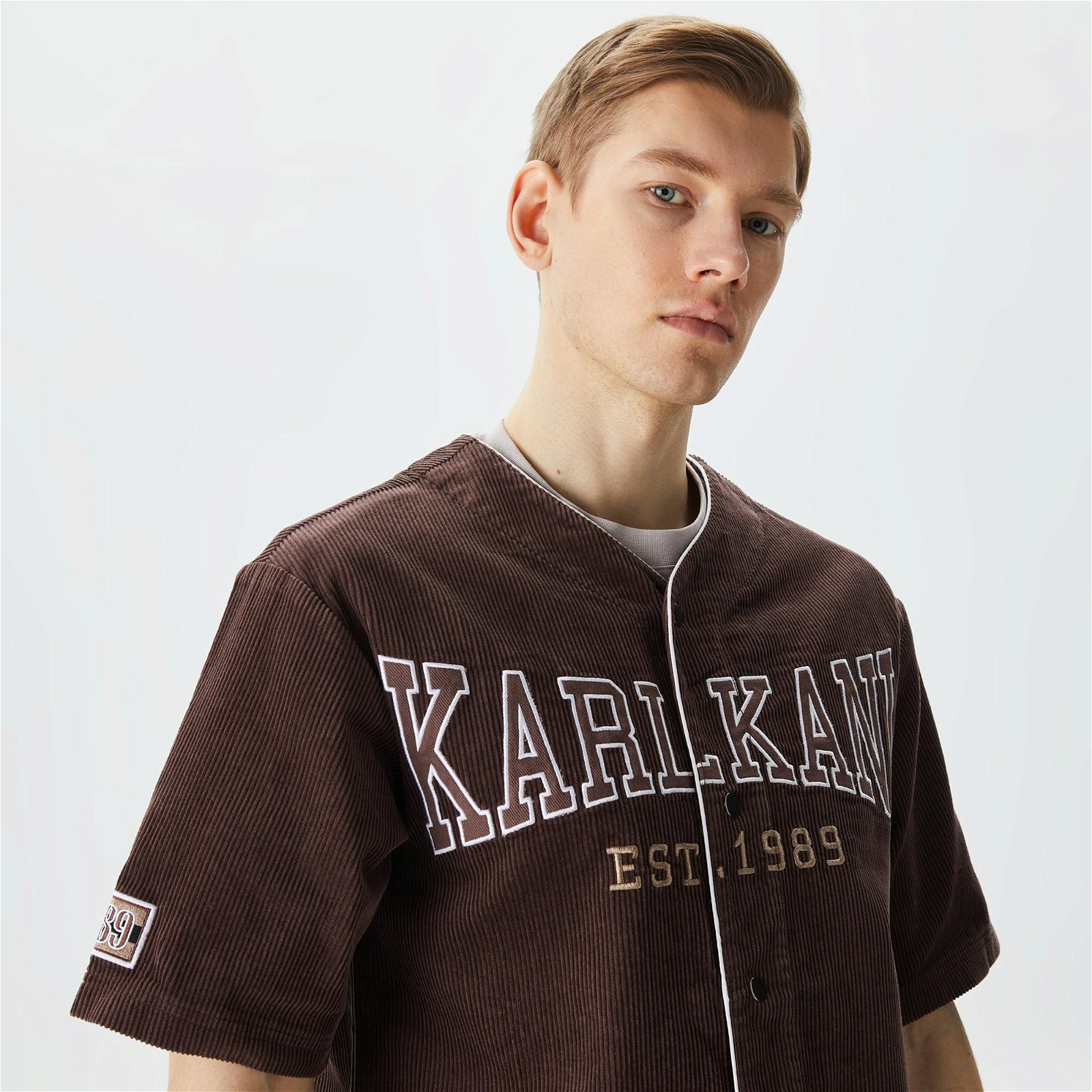 Karl Kani Woven Retro Corduroy Baseball Shirt Erkek Kahverengi Gömlek