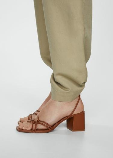  Mango Kadın Bantlı Topuklu Sandalet Kahverengi