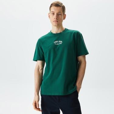  Tommy Jeans Reg Tonal Arch Varsity Erkek Yeşil T-Shirt