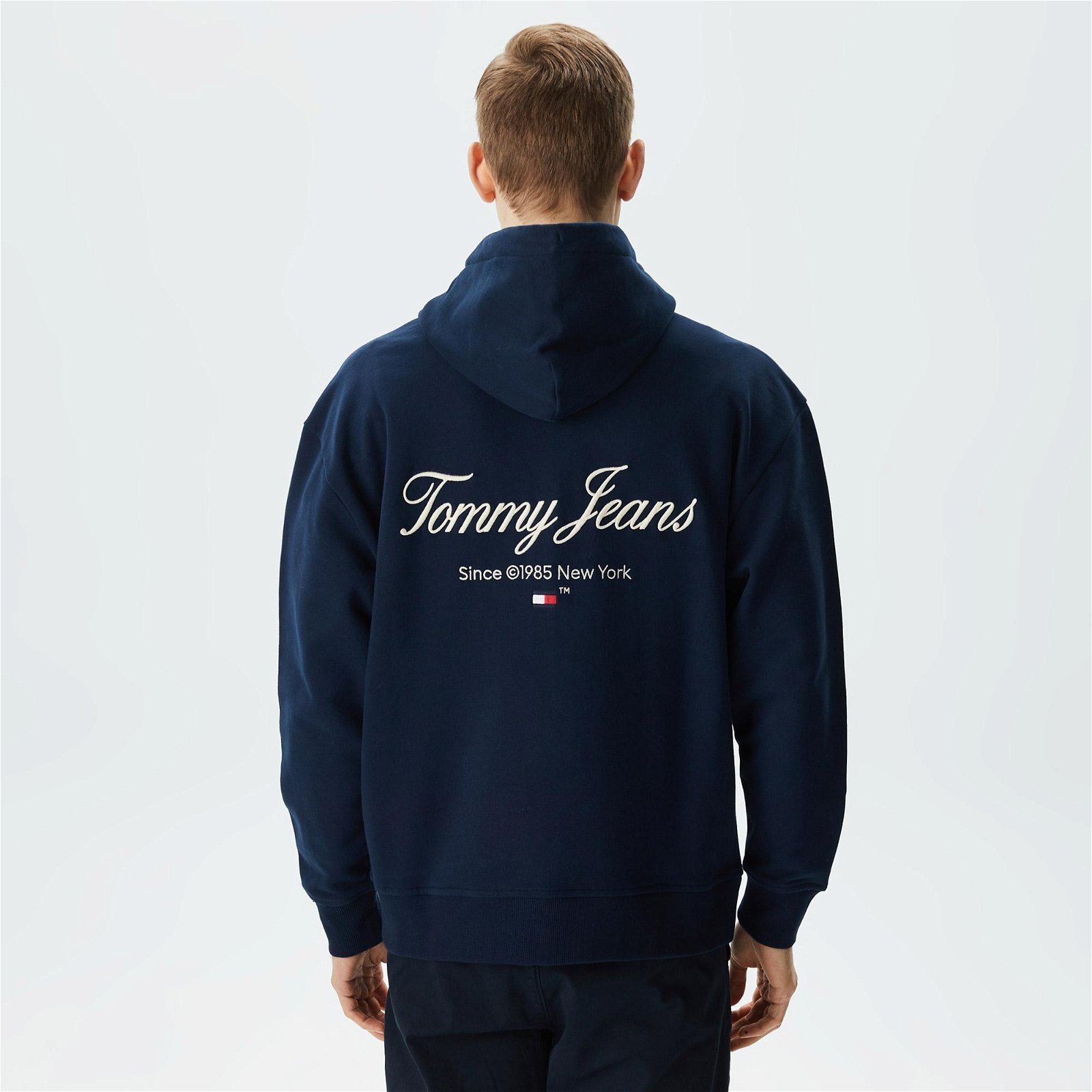 Tommy Jeans Relax Luxe Zip-Throughts Hoodie Erkek Mavi Sweatshirt