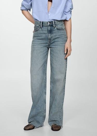 Mango Kadın Yüksek Belli Wideleg Jean Orta Vintage Mavi