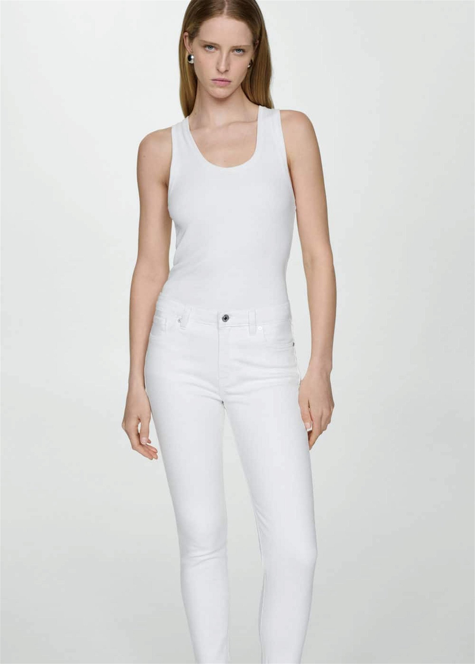 Mango Kadın Skinny Cropped Jean Beyaz