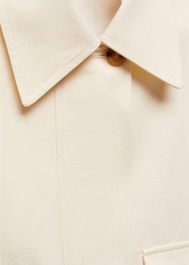  Mango Kadın Cepli Ve Düğme Detaylı Ceket Kırık Beyaz