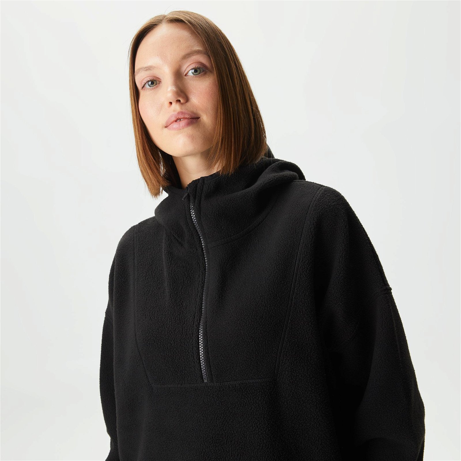 Skechers Outdoor Fleece Half Zip Sherpa Kadın Siyah Sweatshirt