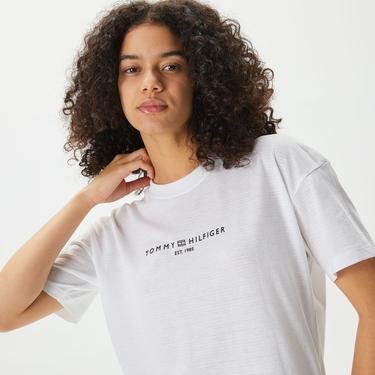  Tommy Hilfiger Essential Mini Relaxed Kadın Beyaz T-Shirt