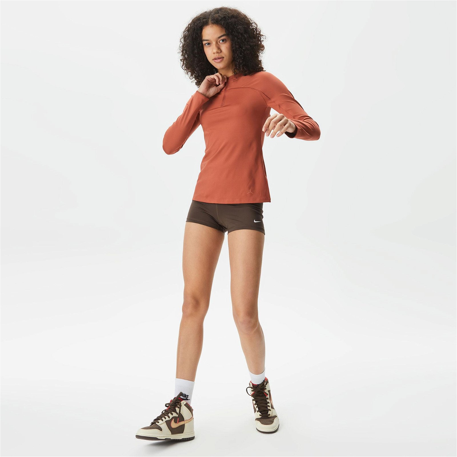 Jordan Sport Kadın Kahverengi Uzun Kollu T-Shirt